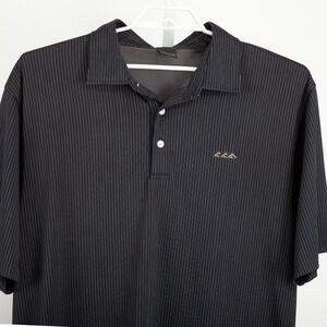 Dunning Golf Polo Shirt Mens Large Black Pinstripe Short Sleeve Stretch Logo